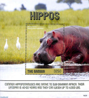 Gambia 2019 Hippos S/s, Mint NH, Nature - Animals (others & Mixed) - Birds - Hippopotamus - Wild Mammals - Gambie (...-1964)