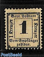 Germany, Bayern 1870 1Kr, Stamp Out Of Set, Unused (hinged) - Otros & Sin Clasificación