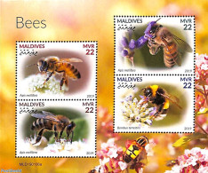 Maldives 2019 Bees 4v M/s, Mint NH, Nature - Bees - Flowers & Plants - Insects - Maldive (1965-...)