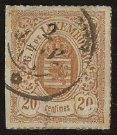 Luxembourg  .  Y&T   .   19   .  1865-73  .  Percés En Lignes Colorées    .    O   .    Oblitéré - 1859-1880 Stemmi