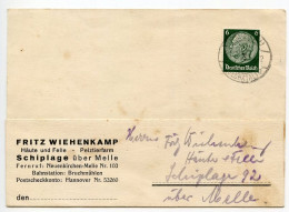 Germany 1939 Postcard; Pockau (Flöhatal) - Fritz Wiehenkamp, Häute Und Felle - Pelztierfarm To Schiplage; 6pf Hindenburg - Briefe U. Dokumente