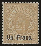 Luxembourg  .  Y&T .   36   .   * VLH .    Neuf Avec Gomme Et Une Trace Tres Légère D'une Charnière - 1859-1880 Wappen & Heraldik