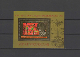 Central Africa 1981 Olympic Games Moscow, Space, Athletics Gold S/s With Winners Overprint In Gold MNH -scarce- - Ete 1980: Moscou