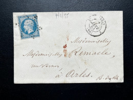 N°14 20c BLEU NAPOLEON SUR LETTRE / PARIS POUR ARLES / 7 JANV 1855 / LSC - 1849-1876: Periodo Clásico