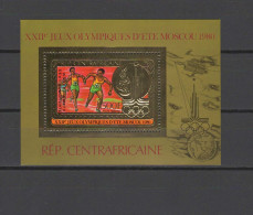 Central Africa 1981 Olympic Games Moscow, Space, Athletics Gold S/s With Winners Overprint In Red MNH -scarce- - Ete 1980: Moscou