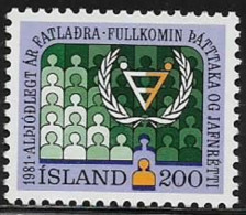 ISLANDIA 1981 - ICELAND - AÑO DE LAS PERSONAS HANDICAPADAS - YVERT 523** - Ongebruikt