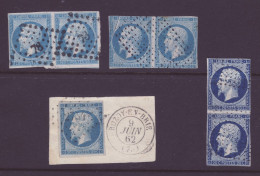 FRANCE 1853-1860 LOT Stamps 20c Bleu YT N°14 - 1853-1860 Napoleone III