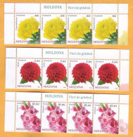 2023  Moldova   „Flora. Garden Flowers.”   Chrysanthemum, Dahlia, Gladiolus  4х3v Mint - Moldavia