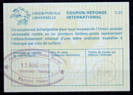 MALAWI  La24  International Reply Coupon Reponse Antwortschein Cupon Respuesta IRC IAS  BLANTYRE 13.08.85 - Malawi (1964-...)