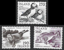 ISLANDIA 1980 - ICELAND - FAUNA - PECES - AVES - FOCAS - YVERT 511/513** - Neufs