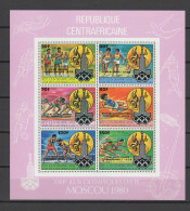 Central Africa 1981 Olympic Games Moscow, Space, Athletics, Boxing Sheetlet With Winners Overprint In Gold MNH -scarce- - Verano 1980: Moscu