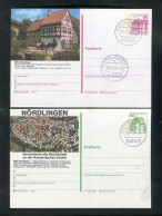 "BUNDESREPUBLIK DEUTSCHLAND" 1980 Ff., 2 Bildpostkarten Je Mit Bildgleichem Stempel Ex "NOERDLINGEN" (R1277) - Postales Ilustrados - Usados