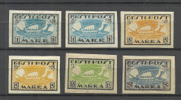 ESTLAND Estonia Estonie 1919-1922 Wikingerschiff  Wiking Ship , 6 Imperforated Stamps * - Maritiem