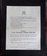 Faire Part Décès / Mr. Louis Servais Né à Ixelles En 1885 Et Décédé à Woluwe St-Lambert En 1949 - Décès