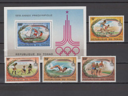 Chad - Tchad 1979 Olympic Games Moscow, Sailing, Athletics, Hockey, Swimming Set Of 4 + S/s MNH - Sommer 1980: Moskau