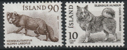 ISLANDIA 1980 - ICELAND - FAUNA - ANIMALES NORDICOS - LOBO Y PERRO ISLANDES - YVERT 503/504** - Chiens