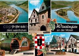 72930985 Winningen Mosel Fliegeraufnahme Campinginsel Lagerfaesser Weinhof Winni - Sonstige & Ohne Zuordnung