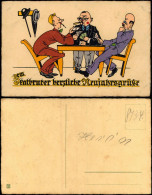 Künstlerkarten Skatspiel Neujahr Sylvester New Year Skatbrüder 1917 - Neujahr