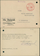 Kirchheim Unter Teck Firma Holzbearbeitung 1946   Rotem Gebühr-bezahlt-Stempel - Kirchheim