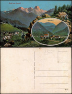 Ansichtskarte Inzell / Obb. 2 Bild Alm Mit Bauer Und Kühen Und Stadt 1913 - Autres & Non Classés