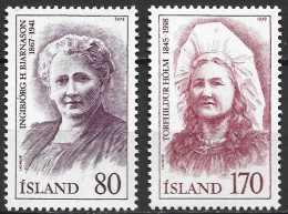 ISLANDIA 1979 - ICELAND - MUJERES CELEBRES - YVERT 494/495** - Ongebruikt