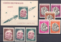 Paraguay 1963, Space Travel, 8val +BF IMPERFORATED - Amérique Du Sud