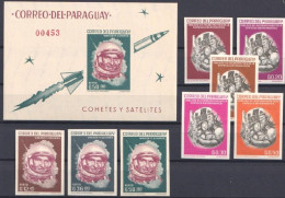 Paraguay 1963, Space Travel, 8val +BF IMPERFORATED - Paraguay