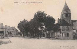 REF.AC . CPA . 18 . AUBIGNY . PLACE DU MAIL  ET L 'EGLISE - Altri & Non Classificati