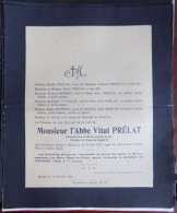 Faire Part Décès / Mr. L'abbé Vital Prélat De Berzée Y Décédé En 1945 - Obituary Notices