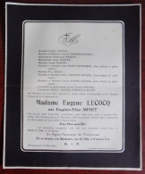 Faire Part Décès / Mme Eugène Lecocq Née Eugénie Minet à Pommeroeul 1868 Et Y Décédée En 1942 - Obituary Notices