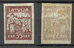 LETTLAND Latvia 1919 Michel 27 Y Zigarettenpapier Pelure Paper * NB! Light Vertical Fold Mark! - Lettland