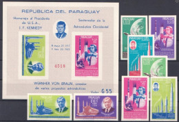 Paraguay 1964, Space Explorers, Kennedy. Von Braun, 2val In BF IMPERFORATED - Paraguay