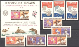 Paraguay 1965, Scout, 7val +BF IMPERFORATED - Unused Stamps