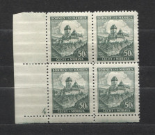 Böhmen Und Mähren # 26 Platten-4erBlock Nr. 4 Schmaler Unterrand 100erBogen, Postfrisch - Unused Stamps