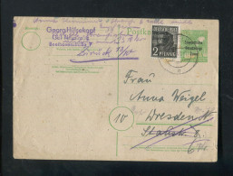 "SBZ" 1948, Postkarte Mi. P 30 Mit Zusatzfrankatur Ex Neustrelitz Nach Dresden, Ruecksendung (R1293) - Postwaardestukken