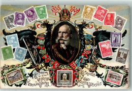 13942308 - 60 Jaehriges Regierungsjubilaeum Briefmarkenabbildungen Wappen Reichsadler - Familles Royales