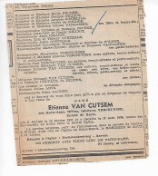FP Nécrologie Marie-Anne Vercruysse épse Etienne Van Cutsem Anvers 1969 - Esquela