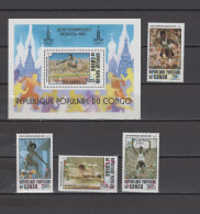 Congo 1980 Olympic Games Moscow, Athletics Set Of 4 + S/s With Winners Overprint MNH - Summer 1980: Moscow