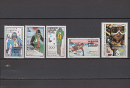 Congo 1980 Olympic Games Lake Placid Set Of 5 With Winners Overprint MNH - Hiver 1980: Lake Placid