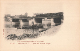 92 Asnières Le Pont Du Chemin De Fer CPA Bateau Train Locomotive à Vapeur - Asnieres Sur Seine