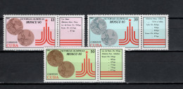 Cuba 1980 Olympic Games Moscow Set Of 3 With Labels MNH - Estate 1980: Mosca