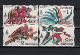 Czechoslovakia 1980 Olympic Games Moscow, Basketball, Swimming, Fencing Etc. Set Of 4 MNH - Verano 1980: Moscu