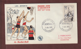 1072 De 1956 - Enveloppe 1er Jour - MULHOUSE Le 7 Juillet 1956 - SPORT - LE BASKET-BALL  - 2 Scan - 1950-1959