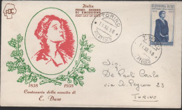 ITALIA - ITALIE - ITALY - 1958 - 25 Centenario Della Nascita Di Eleonora Duse - FDC - FDC