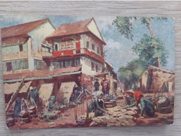 VIET-NAM INDOCHINE COCHINCHINE  SAIGON L FREQUENEZ LITHOGRAPHIE UN MARCHE A CHOLON 3 - Viêt-Nam