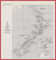 Carte De La Nouvelle Zélande. Carte Avec Voie Ferrée. Armoiries. Larousse 1960. - Historische Documenten