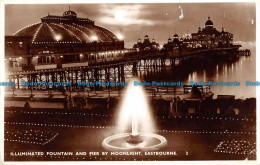 R088264 Illuminated Fountain And Pier By Moonlight. Eastbourne. Norman. Shoesmit - World