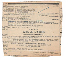 FP Nécrologie Germaine Waterkeyn épse Willy De L'Arbre Anvers 1967 - Esquela