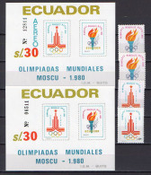 Ecuador 1980 Olympic Games Moscow, Set Of 4 + 2 S/s MNH - Summer 1980: Moscow