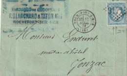 Lettre De Rochefort Sur Mer à Jonzac LAC - 1849-1876: Periodo Classico